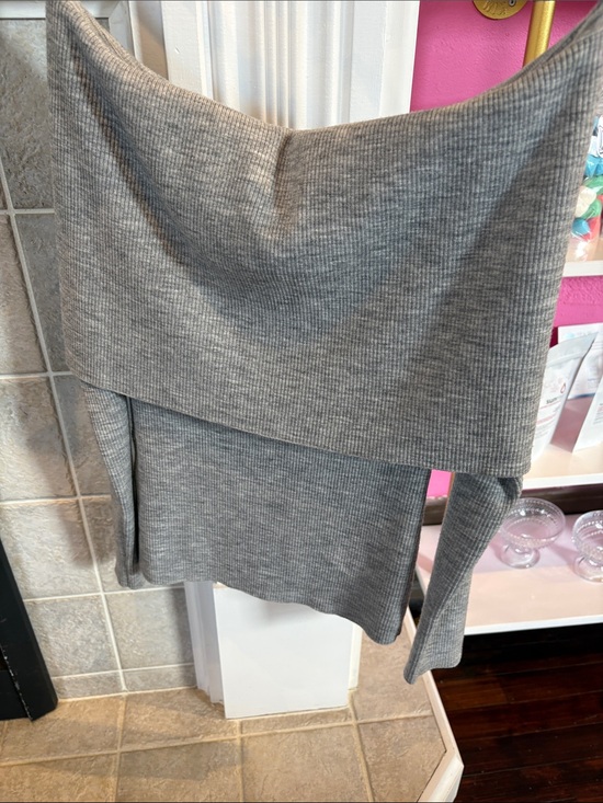 Wilfred Sweaters - Wilfred Gray Ribbed Off-Shoulder Sweater